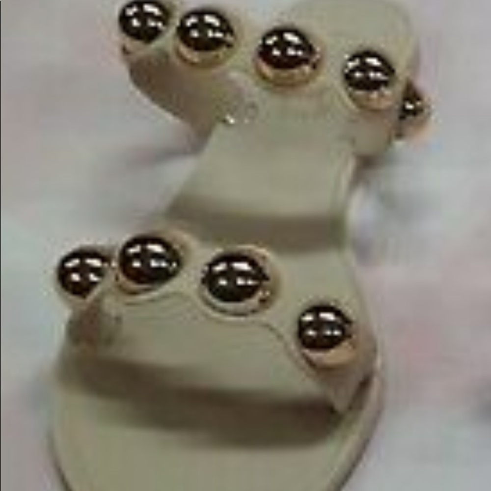 Baden Ann More double strap gold Pearl stud  beige jelly size 9 good UC